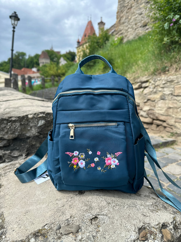 Rucsac albastru cu flori Bloom